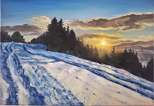 Obrazy - Zimný západ slnka - 18109568_