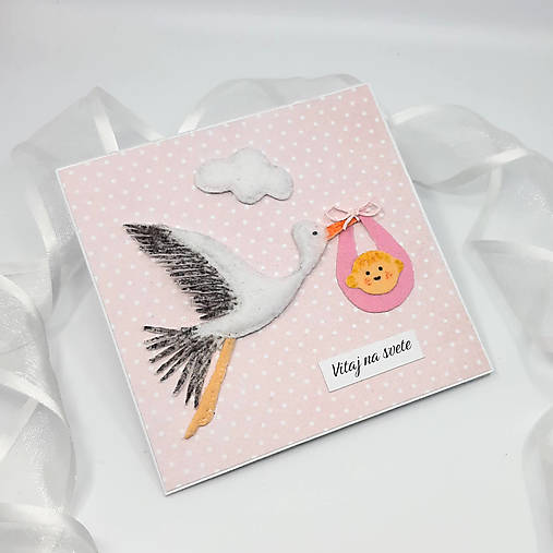 Papiernictvo - Vitaj na svete dievka I- pohľadnica k narodeniu dieťaťa - 18110501_