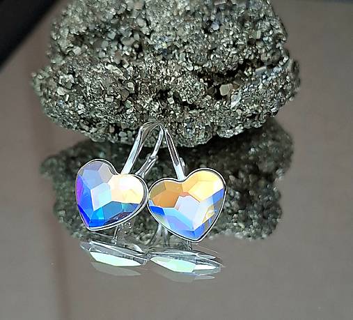 Detské doplnky - Strieborné 925 náušnice Swarovski srdce - 18111823_