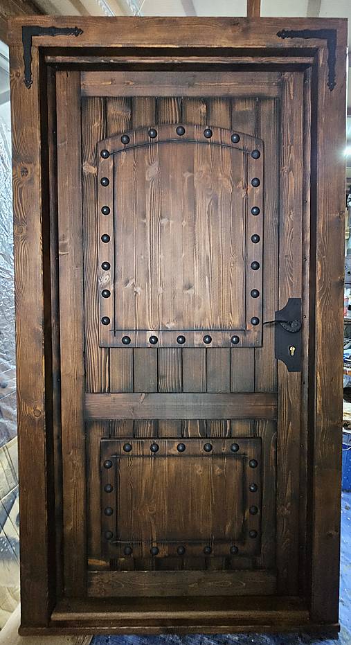 Nábytok - Rustikalne vchodove dvere 90cm, starožitne - 18112156_