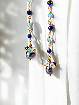  - Vílie pohladenia | Čarovné náušnice pre mamu a dcérku z riečnych perál-modré (Dlhé) - 18111318_