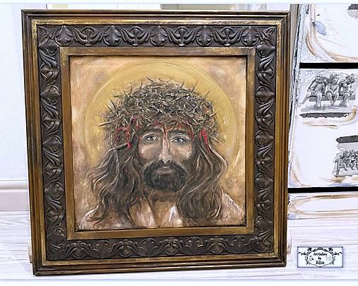 Obrazy - Maľba v ráme "Ježiš"  SKLADOM ♥ - 18112478_