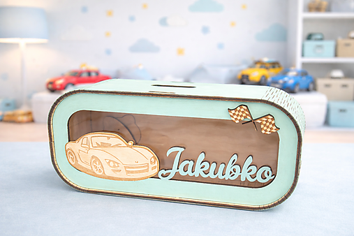 Úložné priestory & Organizácia - Pokladnička Auto - personalizovaná s menom a obrázkom - 18113489_