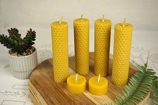 Darčeková sada točených sviečok z včelieho vosku (4+2 ks) | Prírodná vôňa medu