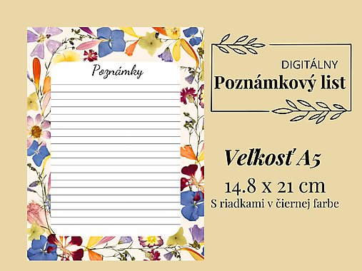 Papiernictvo - DIGI Poznámkový list s kvetmi - 18113483_