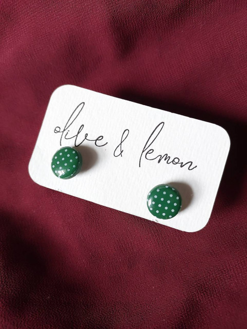 Náušnice - Bodkované napichovacie náušnice DOTS (Zelená) - 18114976_