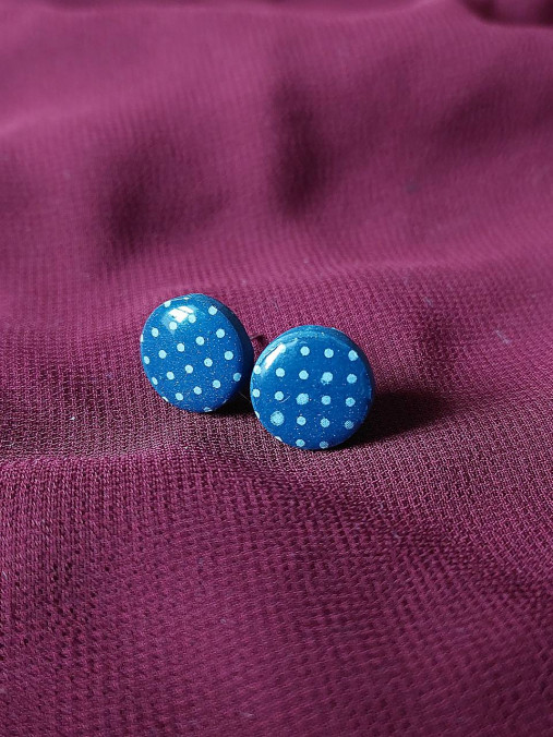 Náušnice - Bodkované napichovacie náušnice DOTS (Modrá) - 18114979_