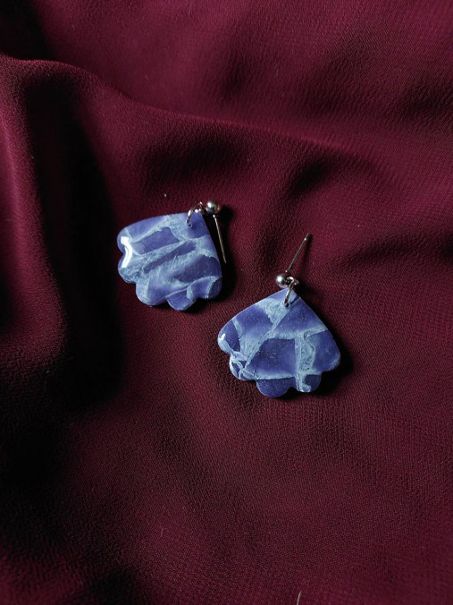 Náušnice - Fialové visiace náušnice ROYAL PURPLE (Mušle) - 18115011_