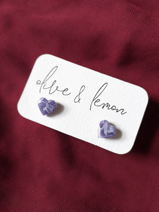 Náušnice - Fialové napichovacie náušnice ROYAL PURPLE (Srdiečka) - 18115016_