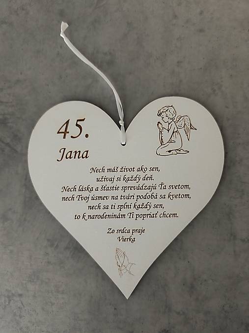 Dekorácie - Srdiečko k narodeninám - 18115552_