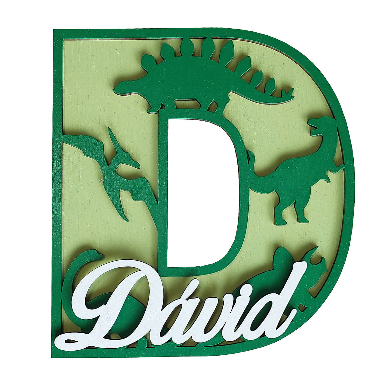 3D písmeno s menom zdobené dinosaurami