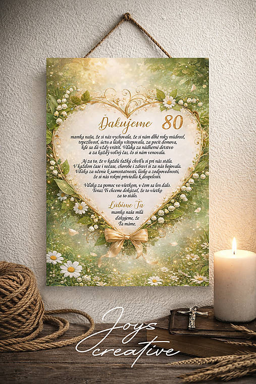 Tabuľka s margarétkami k narodeninám pre mamku