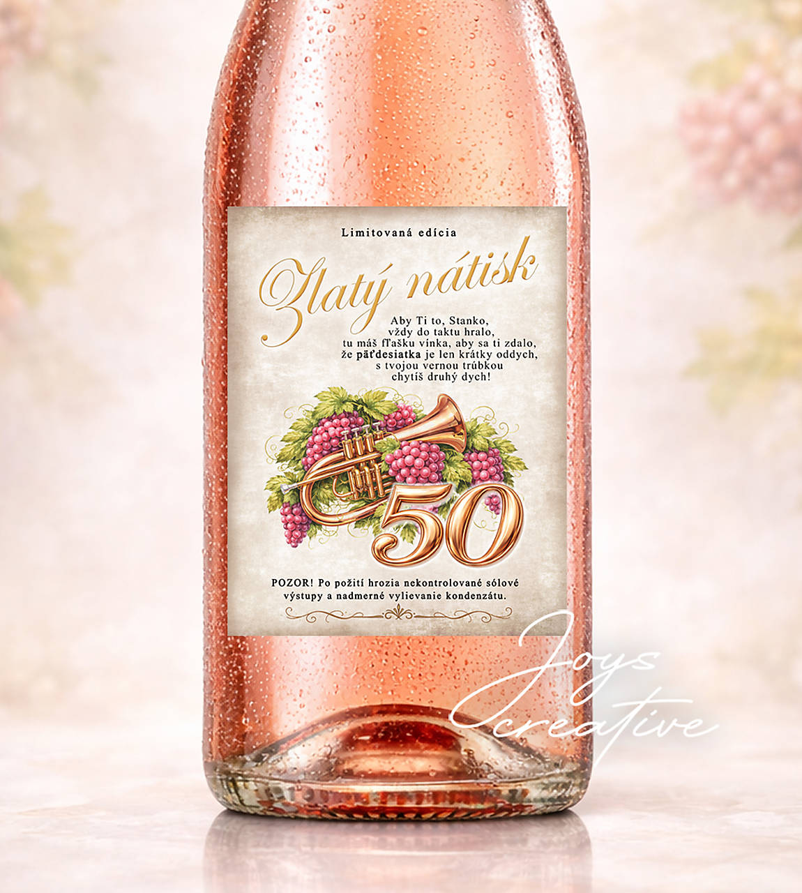 Samolepiaca etiketa na víno s krídlovkou k 40, 50, 60tke