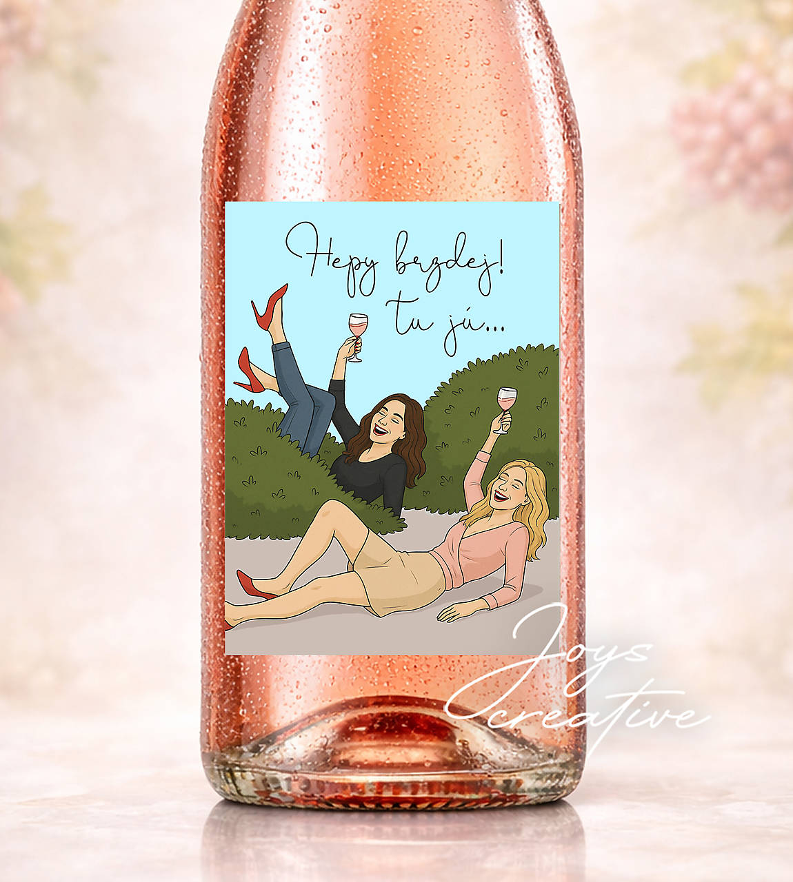 Vtipná samolepiaca etiketa na víno hepy brzdej