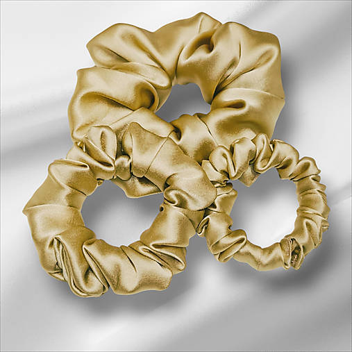 Hodvábna gumička do vlasov - pravý hodváb SilkByAG (Zlatá veľká L)