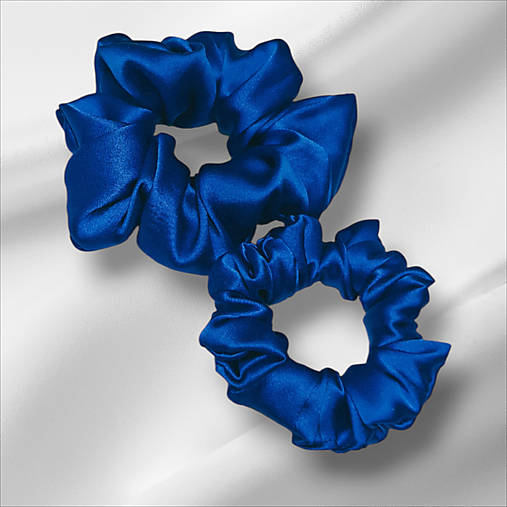 Hodvábna gumička do vlasov - pravý hodváb SilkByAG (Kráľovská modrá malá S)