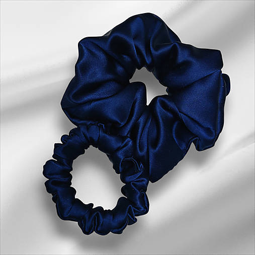 Hodvábna gumička do vlasov - pravý hodváb SilkByAG (Tmavomodrá veľká L)