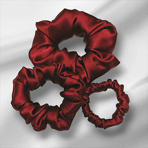Hodvábna gumička do vlasov - pravý hodváb SilkByAG (Bordó veľká L)