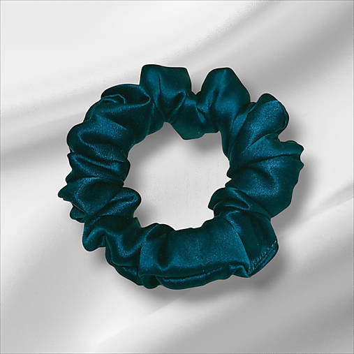 Hodvábna gumička do vlasov - pravý hodváb SilkByAG (Petrolej malá S)