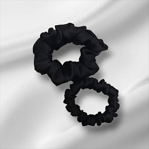 Hodvábna gumička do vlasov - pravý hodváb SilkByAG (Čierna malá S)