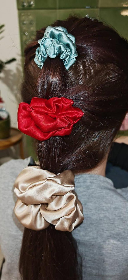 Hodvábna gumička do vlasov - pravý hodváb SilkByAG (Mentolová malá S)