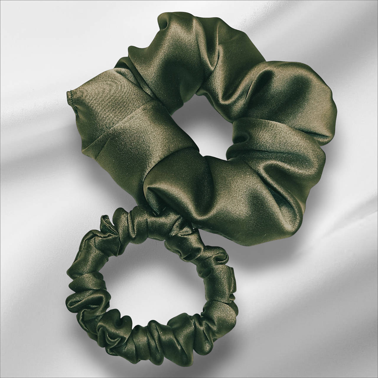 Hodvábna gumička do vlasov - pravý hodváb SilkByAG (Kaki malá S)