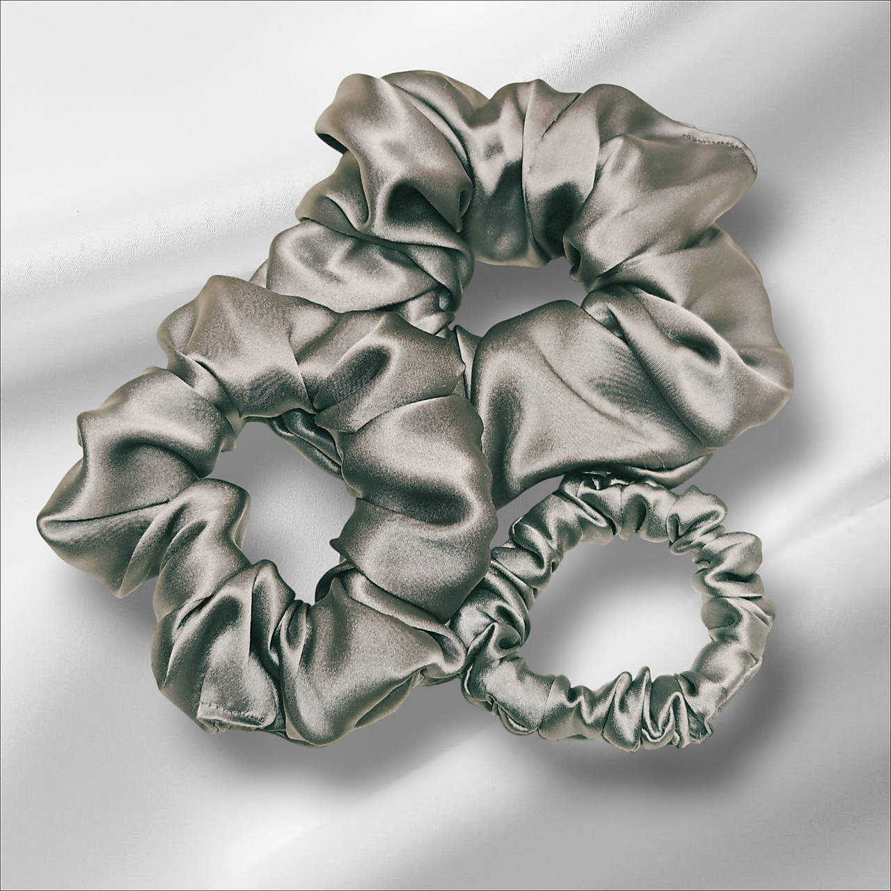 Hodvábna gumička do vlasov - pravý hodváb SilkByAG (Sivá stredná M)