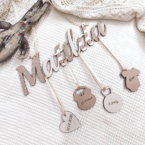 Tabuľky - Detská menovka s údajmi o narodení - 18117520_