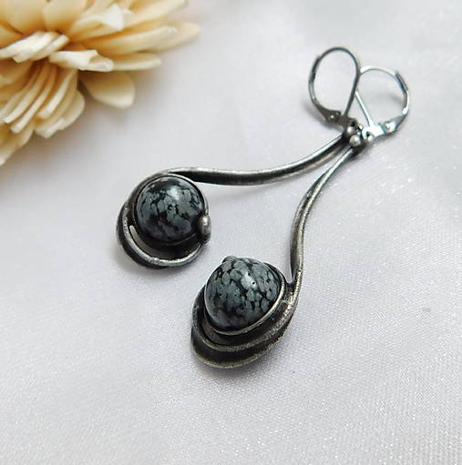 Náušnice - Náušnice s obsidiánom ┼SUMARNI┼ - 18117987_