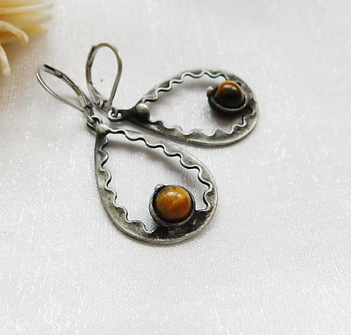 Náušnice - Náušnice s tigrím okom ┼SULASTRI┼ - 18117994_