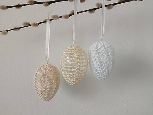 Dekorácie - Háčkované vajíčka (8 cm) - sada 3 ks - 18116316_