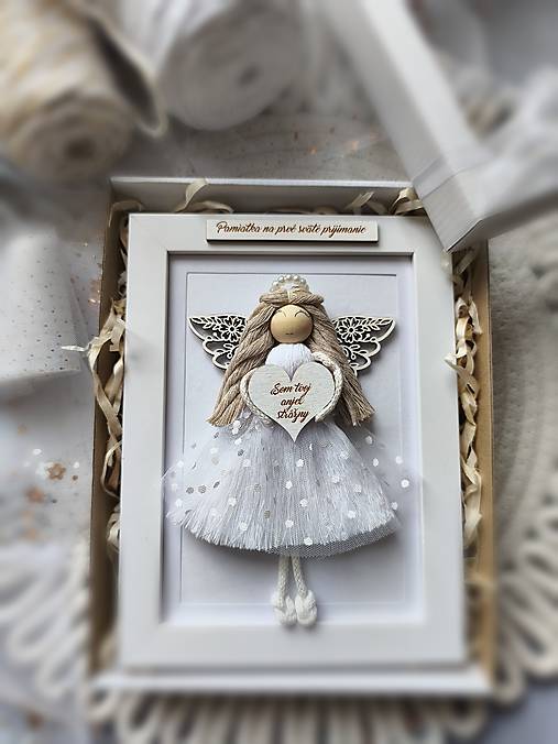 Dekorácie - Macrame anjel prvé sväté prijímanie - 18116820_