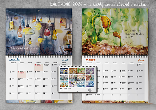 Papiernictvo - Kalendár s akvarelovými maľbami a biblickými citátmi - 18118262_