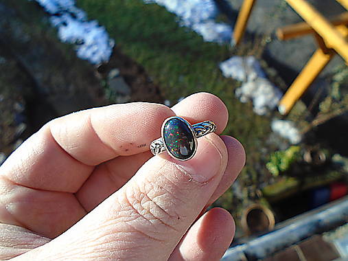 Strieborny prsteň Ag 925 Čierný Etiopsky Opál