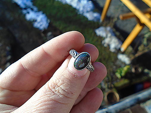 Strieborny prsteň Ag 925 Čierný Etiopsky Opál