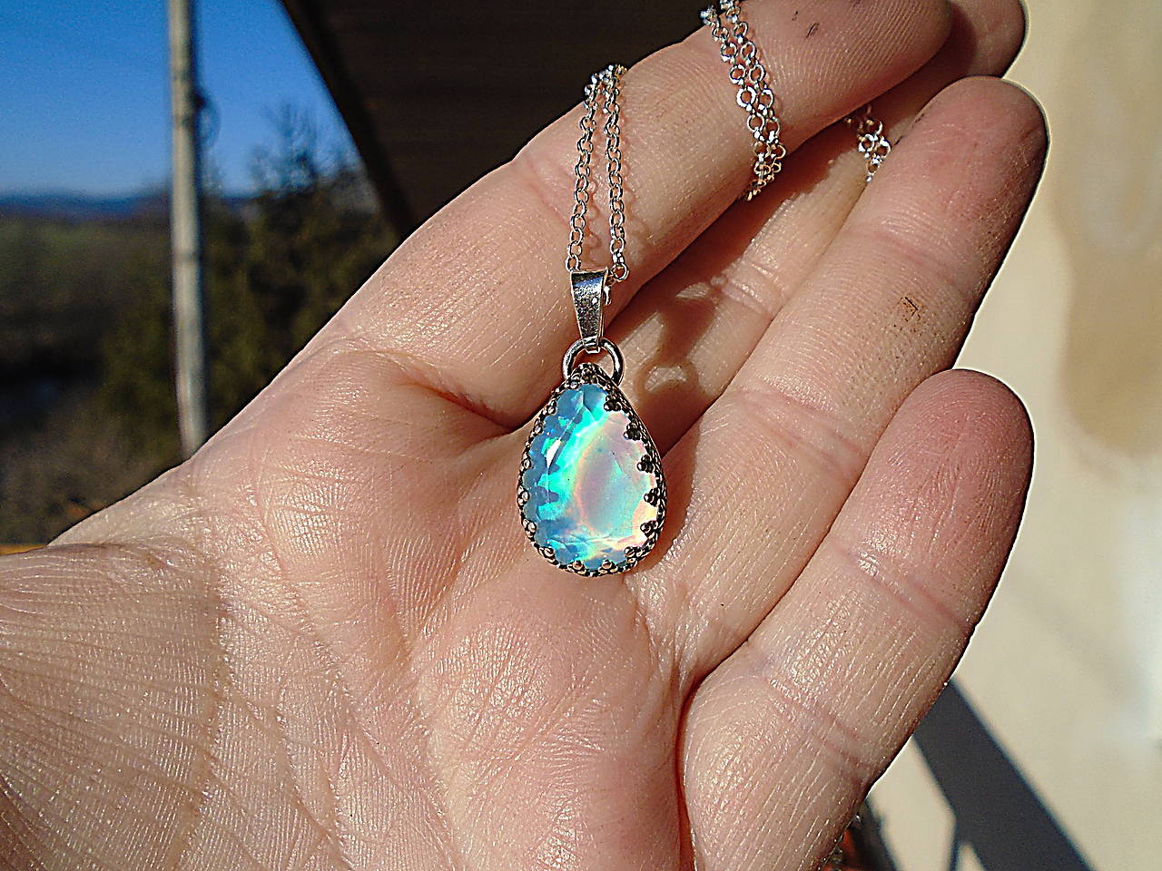 Strieborný prívesok Ag925 Aurora Opál