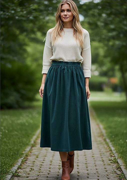 Sukne - Menčestrová bavlnená sukňa - dostupné rôzné odtiene (MIDI dĺžka 70cm) - 18116687_