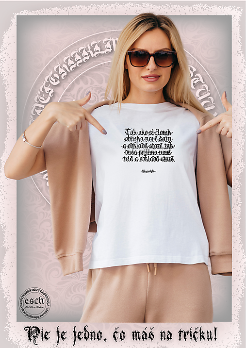 kaligrafia na tričku - Bhagavadgíta šaty a telá