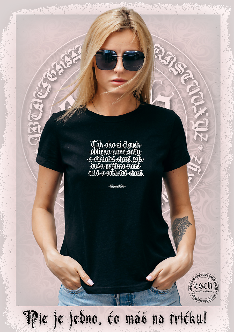 kaligrafia na tričku - Bhagavadgíta šaty a telá