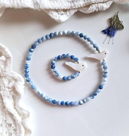 Náramky - Náramok*nebeský opál*vtáčik z perlete - 18117227_