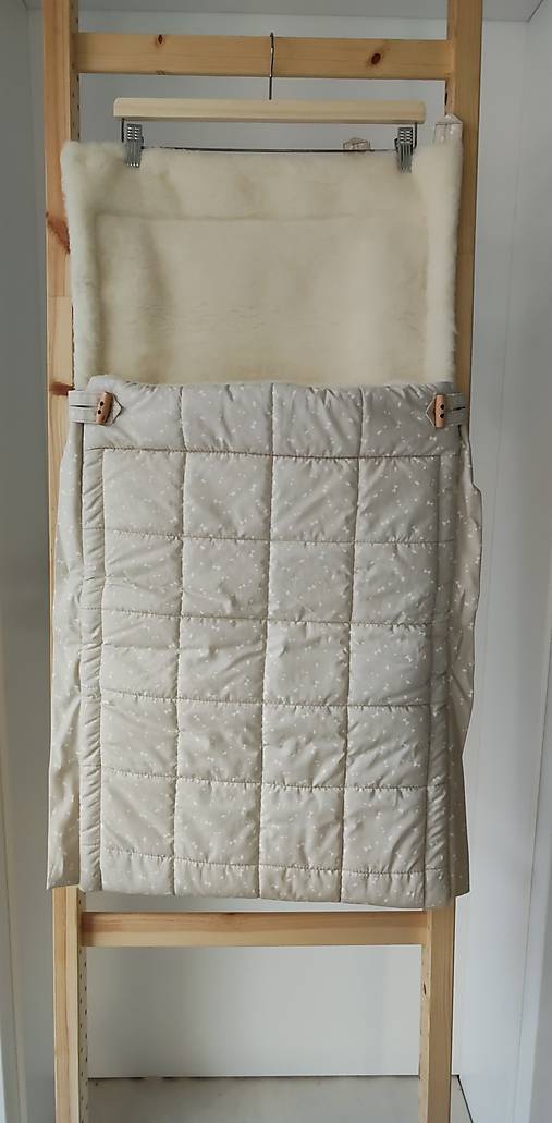 Detský textil - RUNO SHOP fusak pre deti do kočíka 100% MERINO TOP super wash Trojuholník béžový - 18119381_