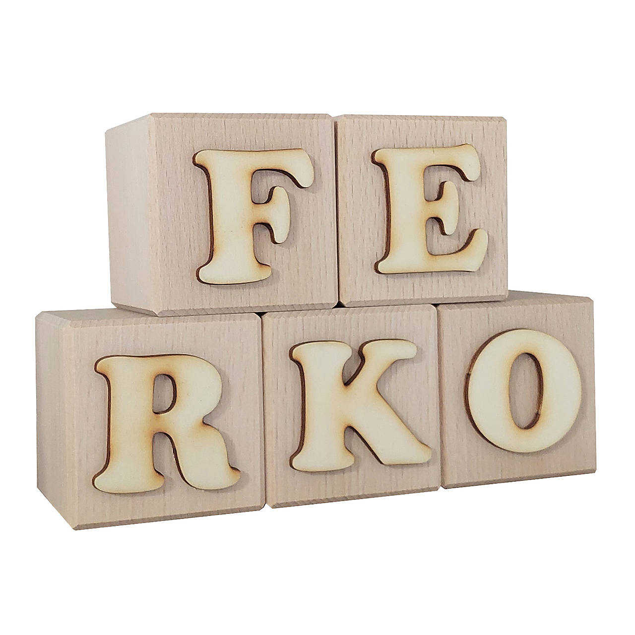 Drevené kocky 5,5cm PRÍRODNÉ s menom