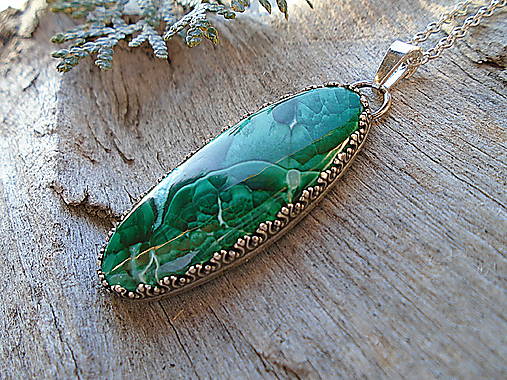 Strieborný prívesok Ag925 Malachit