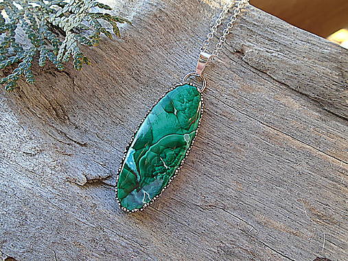 Strieborný prívesok Ag925 Malachit