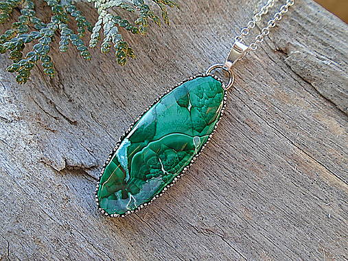 Strieborný prívesok Ag925 Malachit