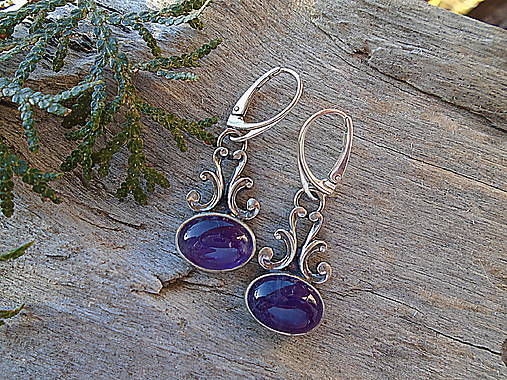 Strieborné náušnice Ag925 Antik Ametyst