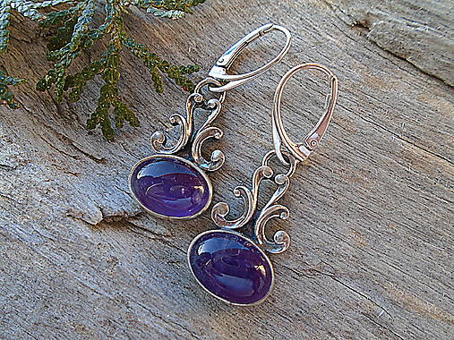 Strieborné náušnice Ag925 Antik Ametyst