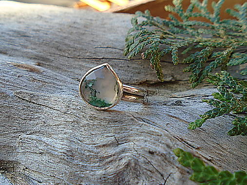 Strieborný prsteň Ag925 Machový achát