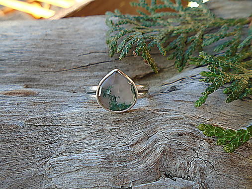 Strieborný prsteň Ag925 Machový achát