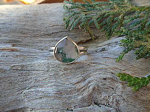 Strieborný prsteň Ag925 Machový achát